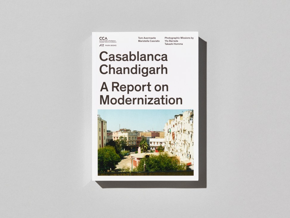 Casablanca Chandigarh book cover showing urban landscape with white buildings and trees