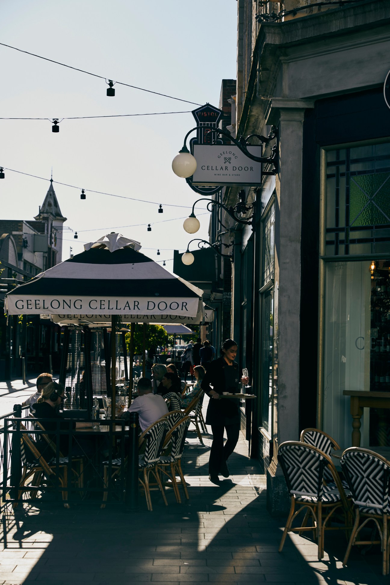Cellar Door wine bar and store with outdoor seating in Geelong, Australia.
