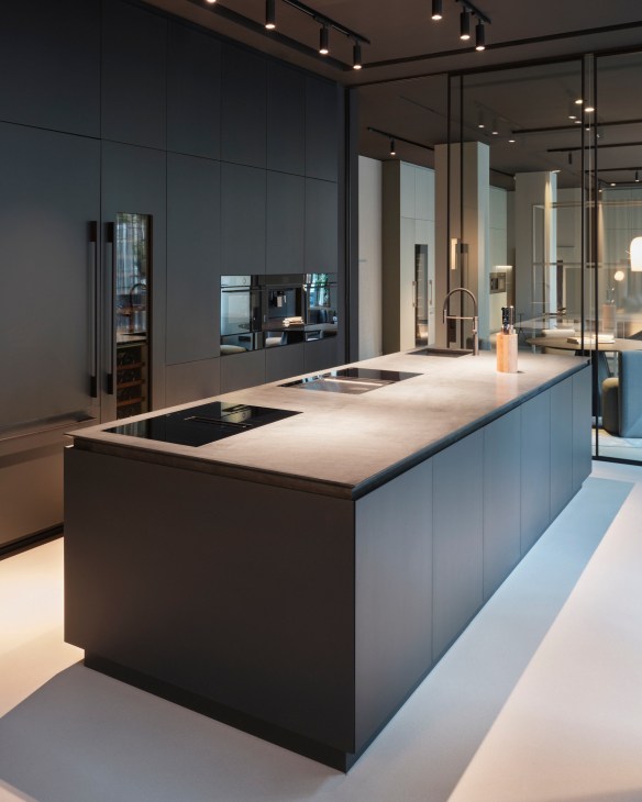 V-Zug Paris showroom interior showing premium Swiss kitchen appliances in modern display setting