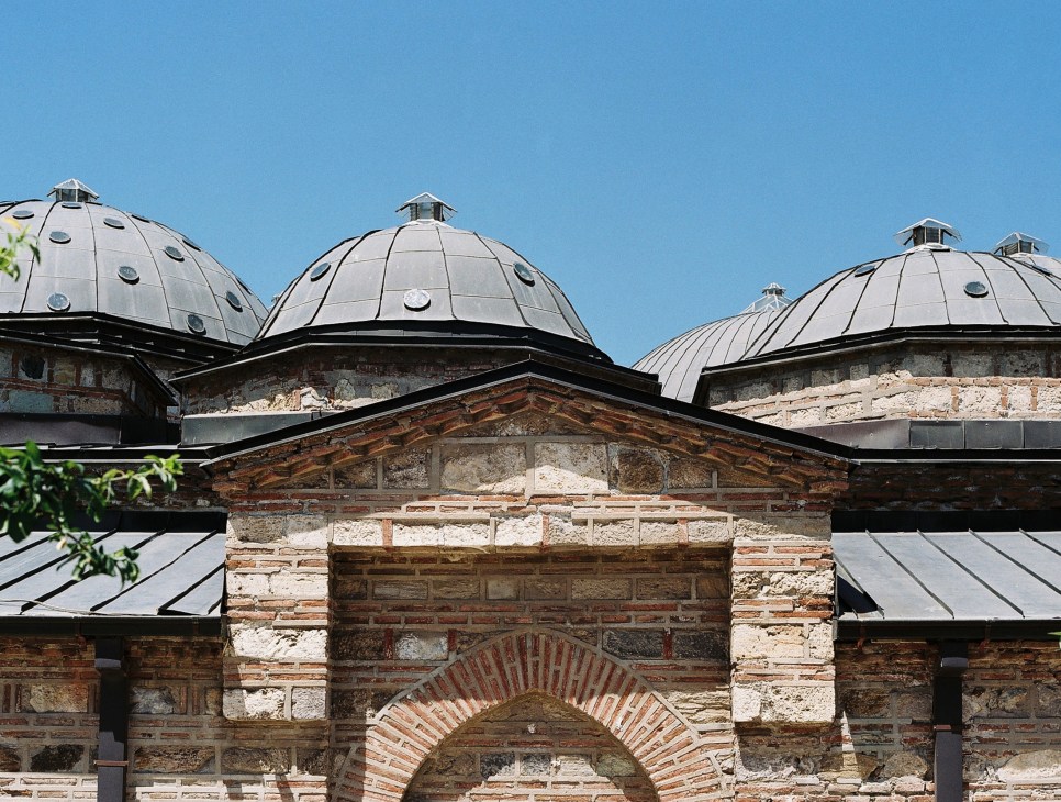 Historic stone interior of the former Turkish hammam that houses the National Gallery