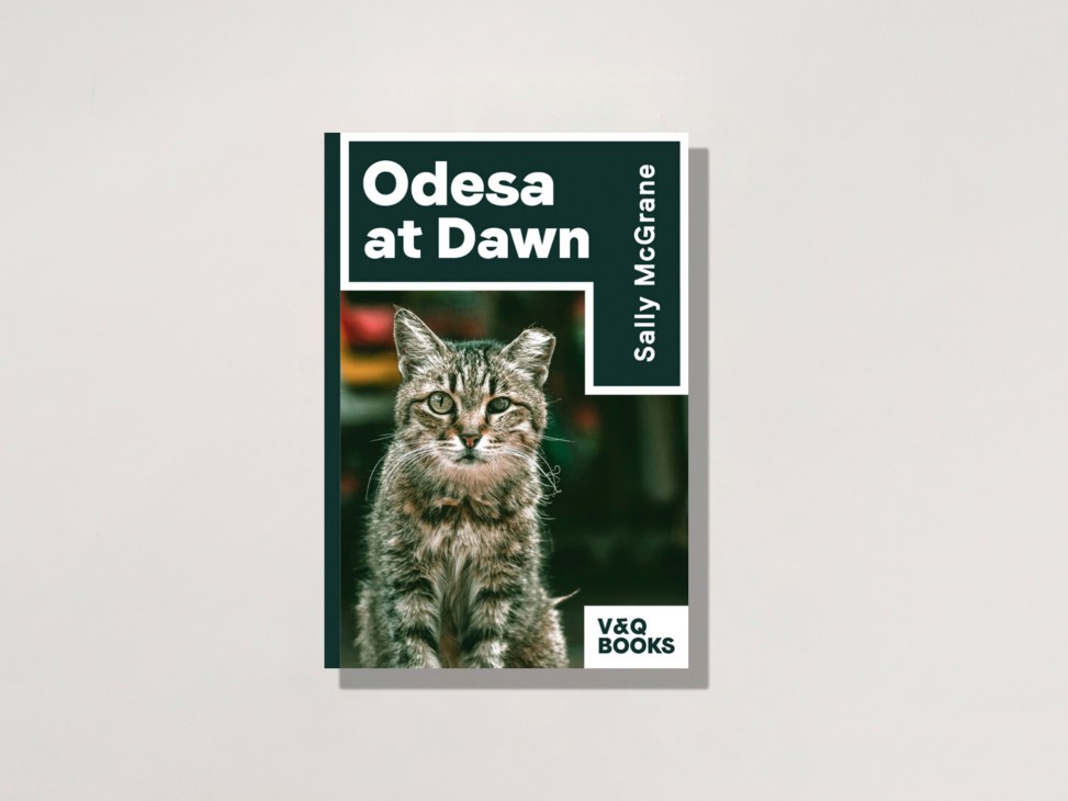Book cover of Odesa at Dawn by Sally McGrane showing a tabby cat