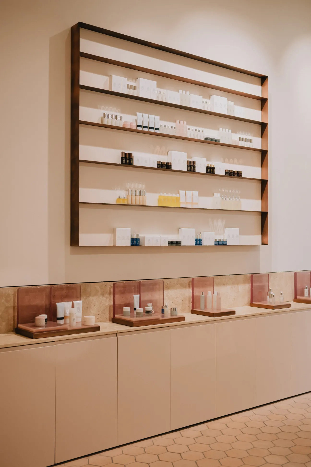 Display of Queen of Hungary facial mist and other Omorovicza beauty products