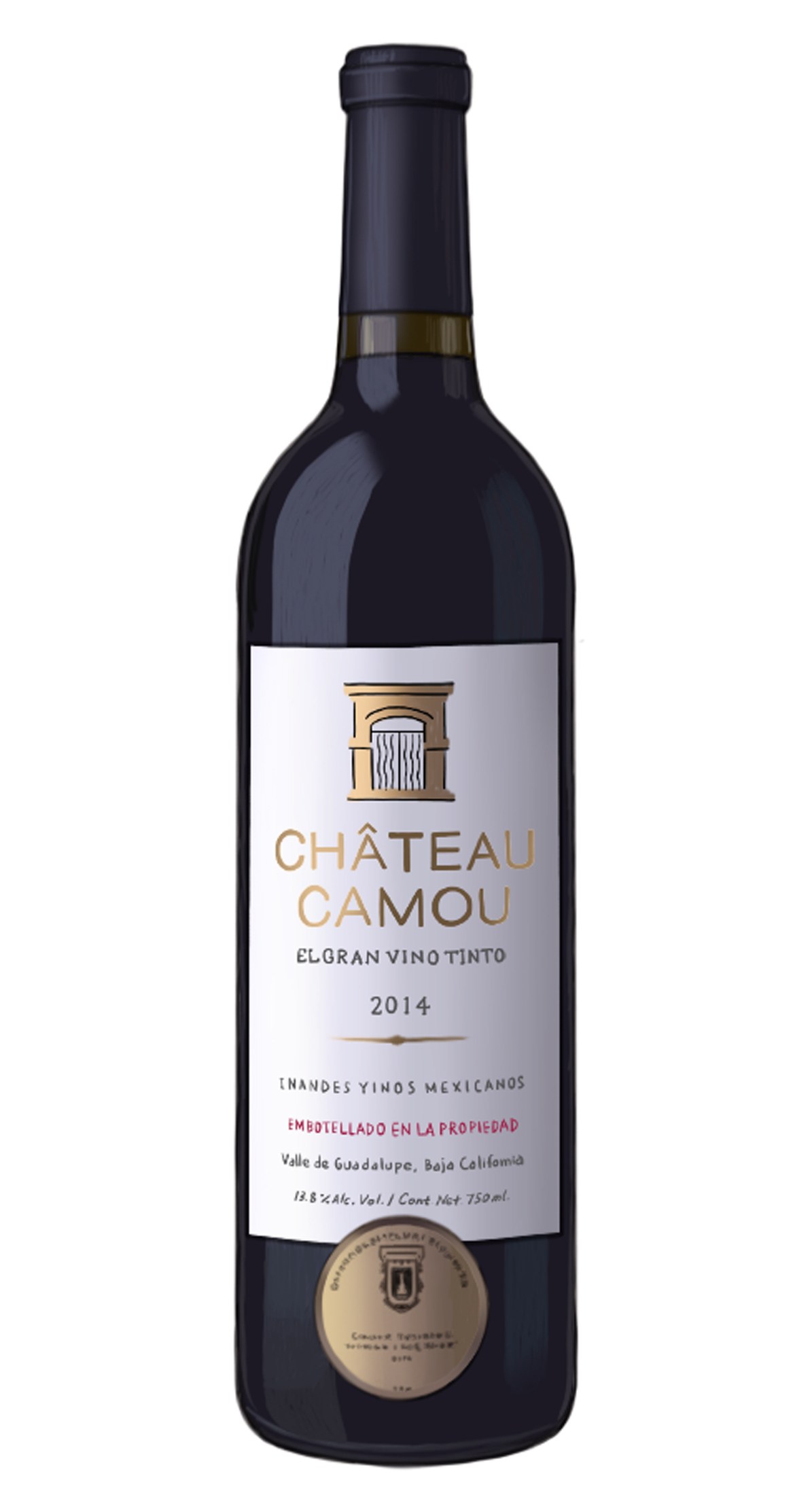 Château Camou El Gran Vino Tinto 2014 red wine bottle from Mexico.