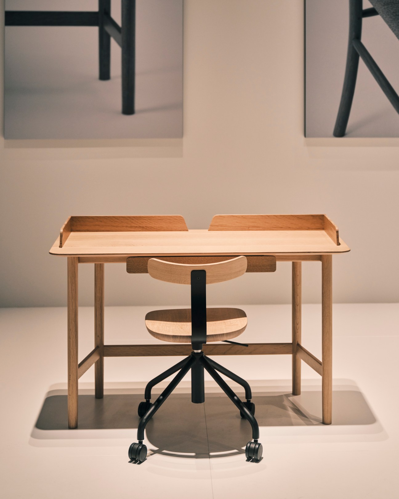 Lightwood desk and T1 task chair by Jasper Morrison for Maruni with simple wooden forms