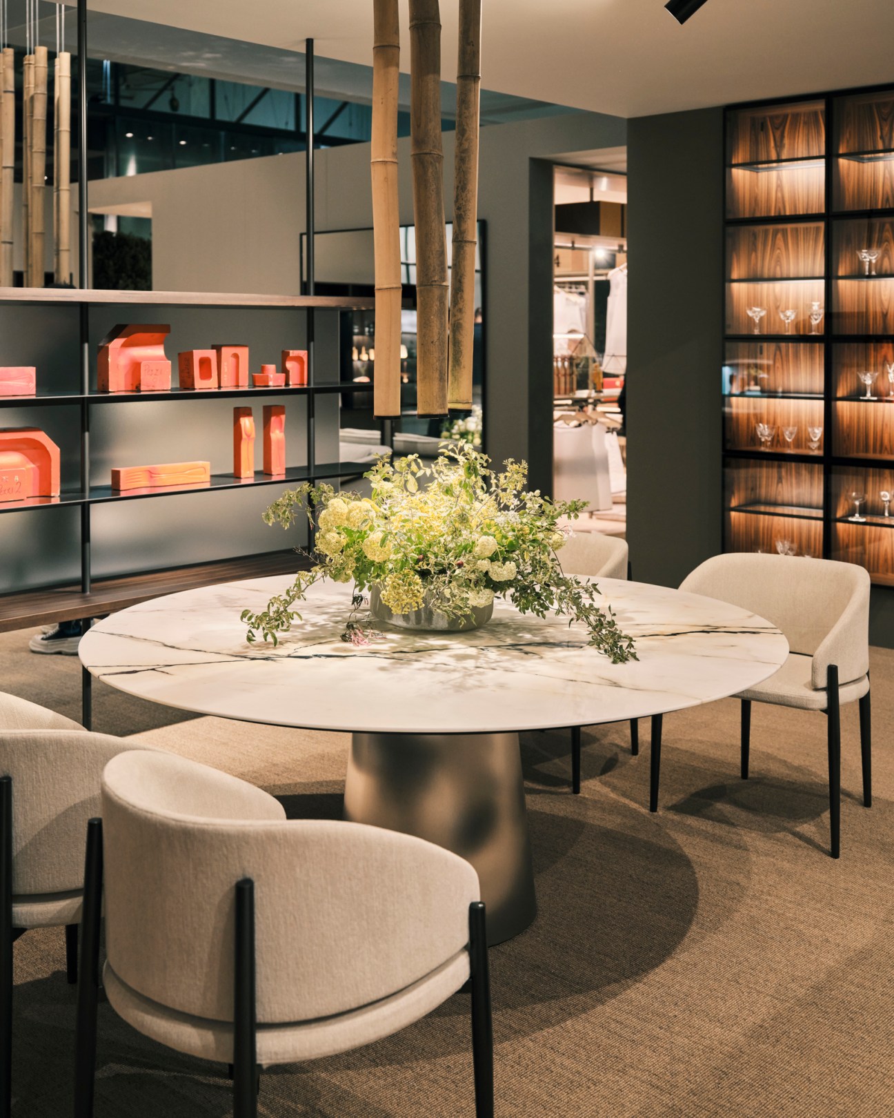 Materic dining table by Piero Lissoni for Porro made from Paonazzo marble with steel base