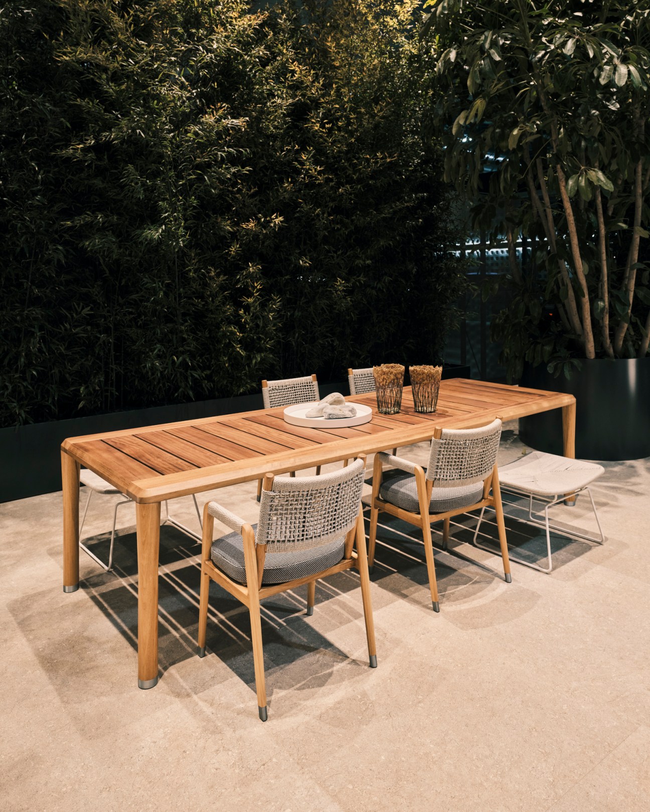 Kobo outdoor table by Flexform made from solid iroko wood