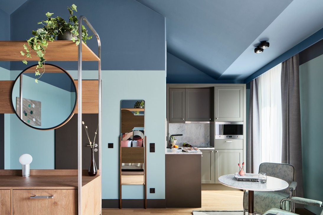 Hotel interior room at Schwan Locke showing modern design elements by Fettle studio