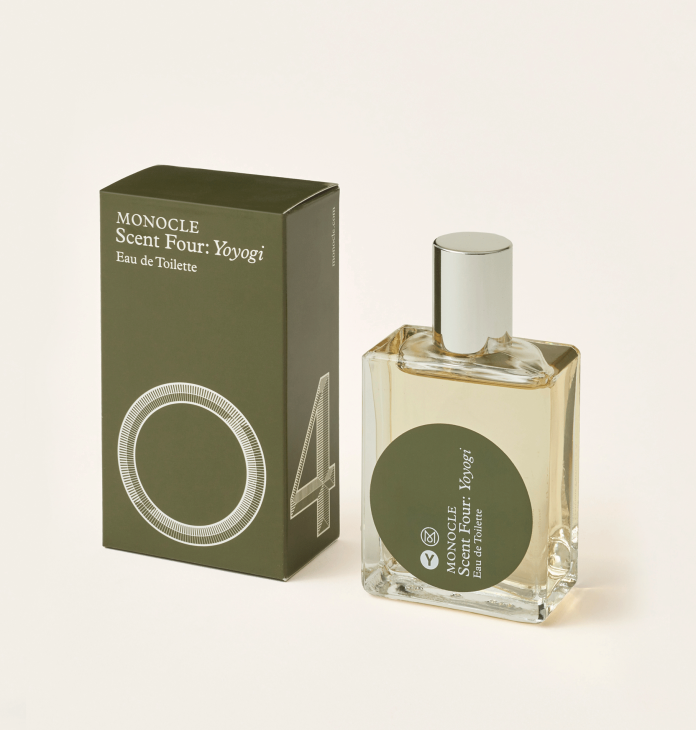 Comme des Garçons x Monocle Scent Four: Yoyogi perfume bottle with minimalist packaging