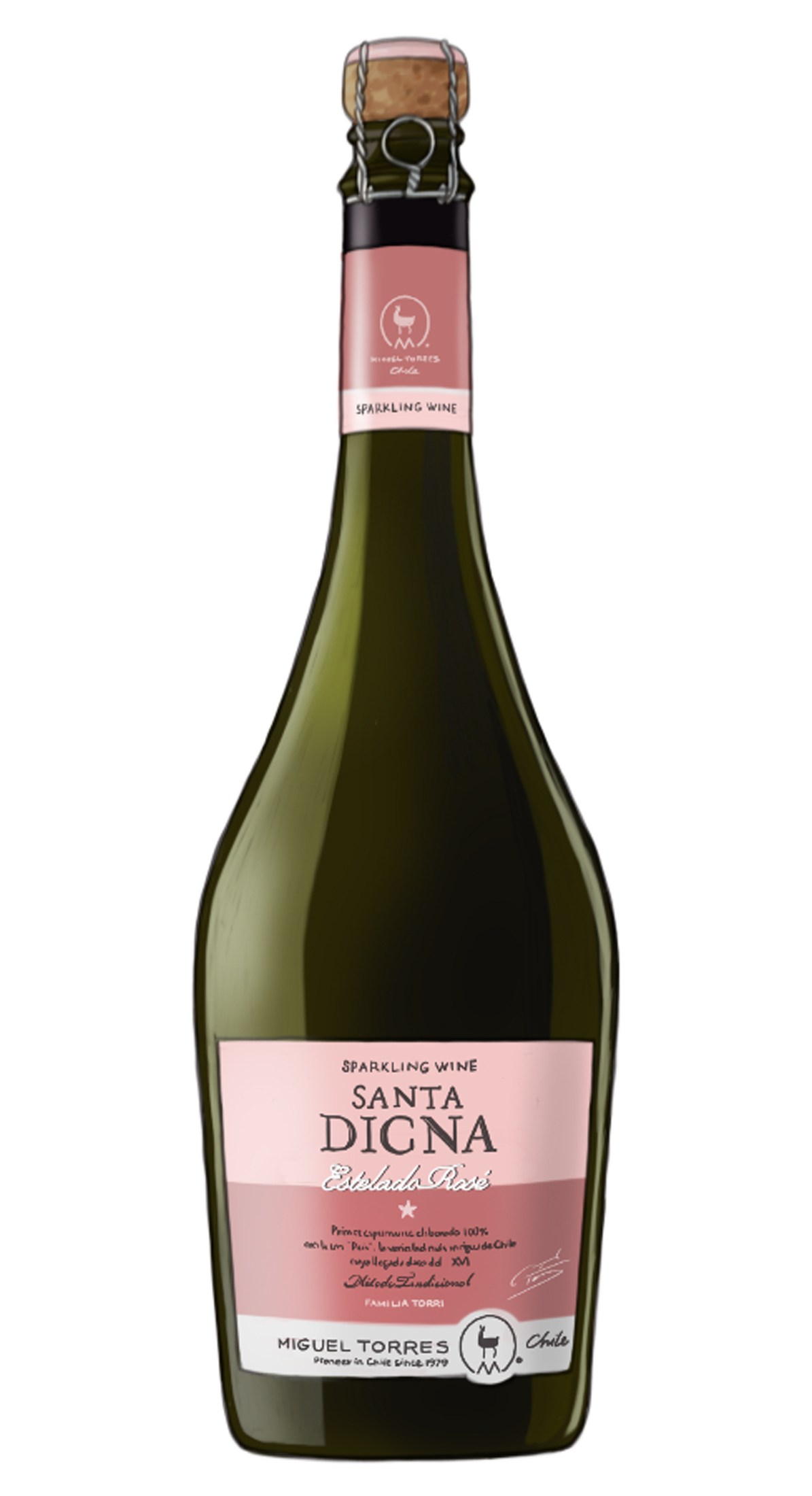 Miguel Torres Santa Digna Estelado Sparkling Rosé wine bottle from Chile.