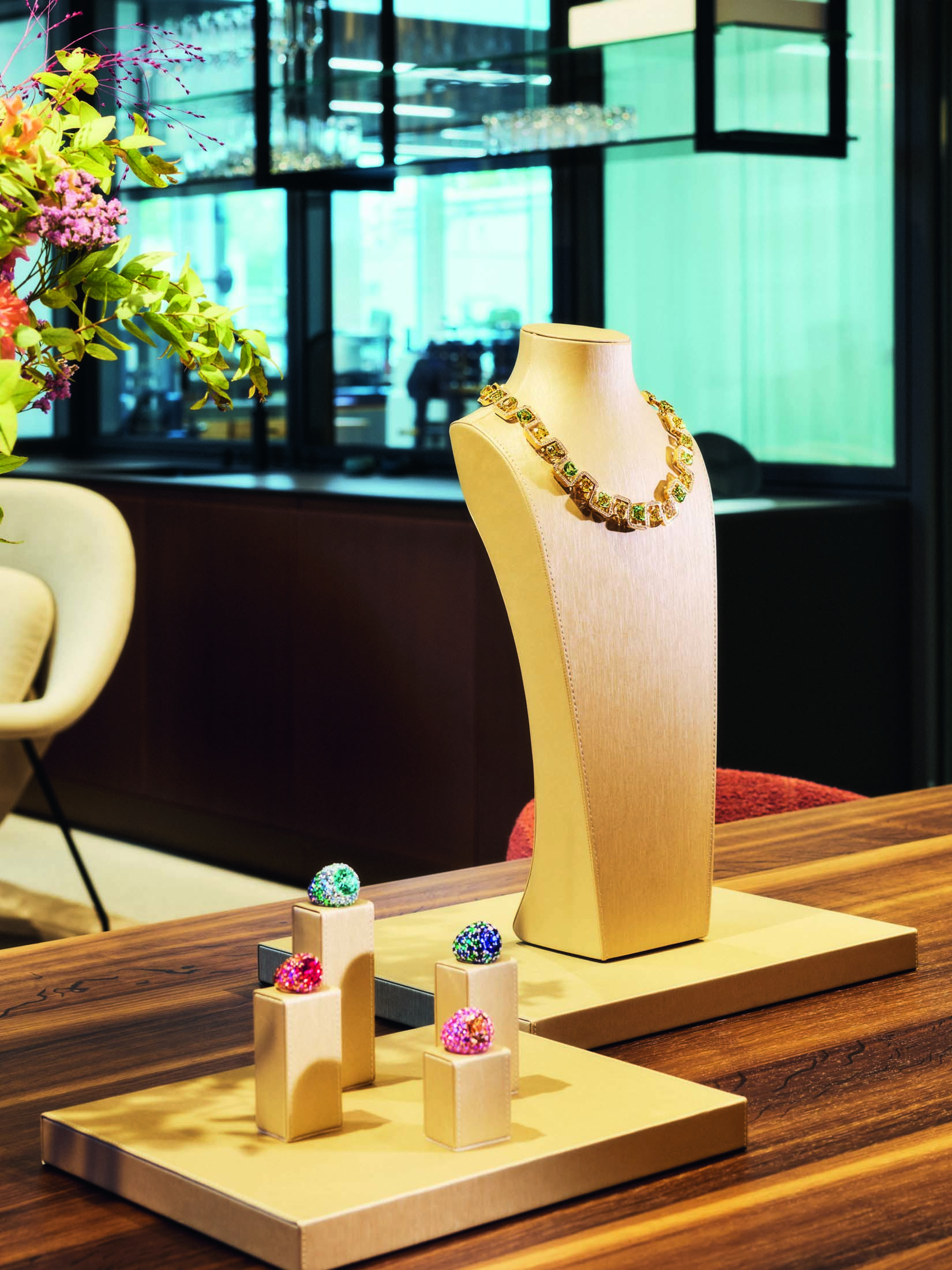 A Bucherer necklace on display