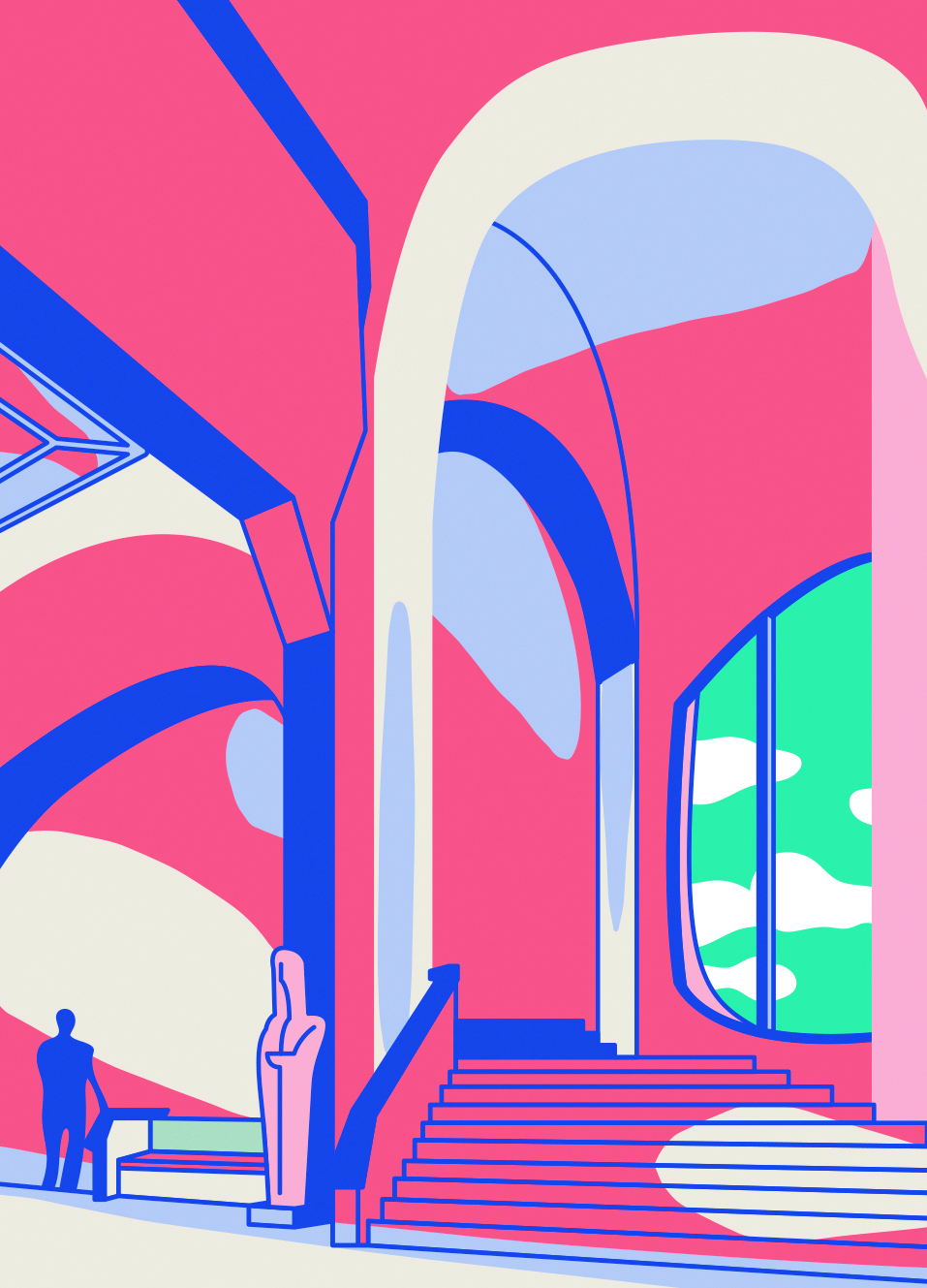 An illustration inside Museum der Kulturen. 