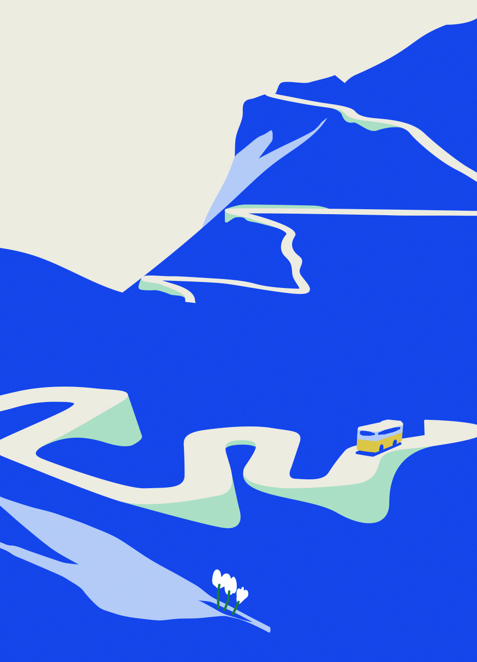 An illustration of a road running up a mountain.