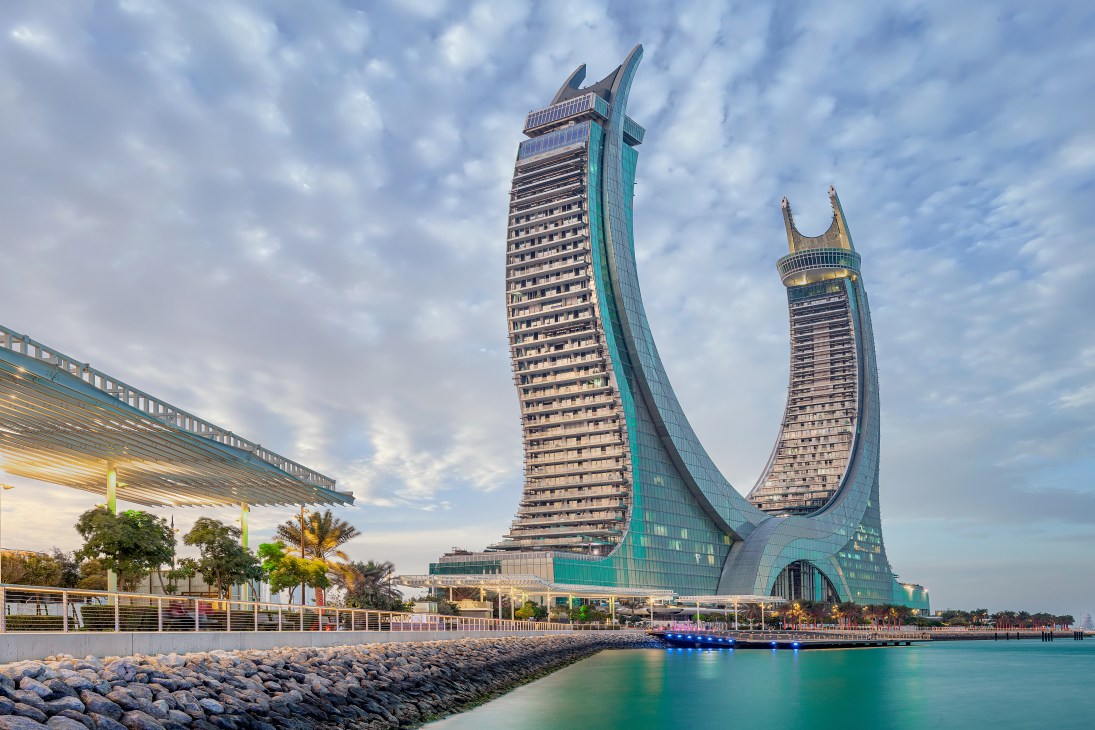 Exterior of the Katara Towers.