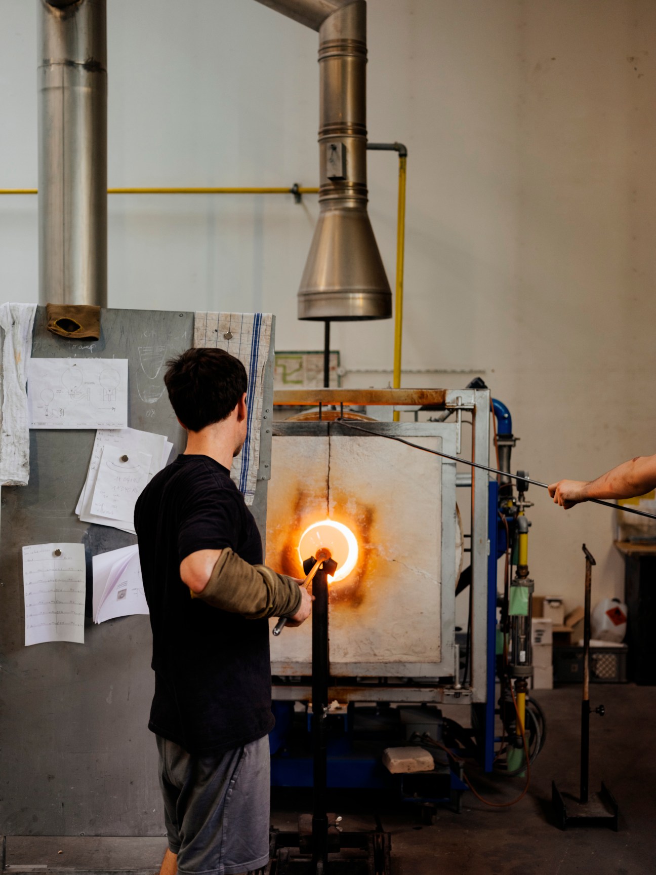 Glassblowing in action.