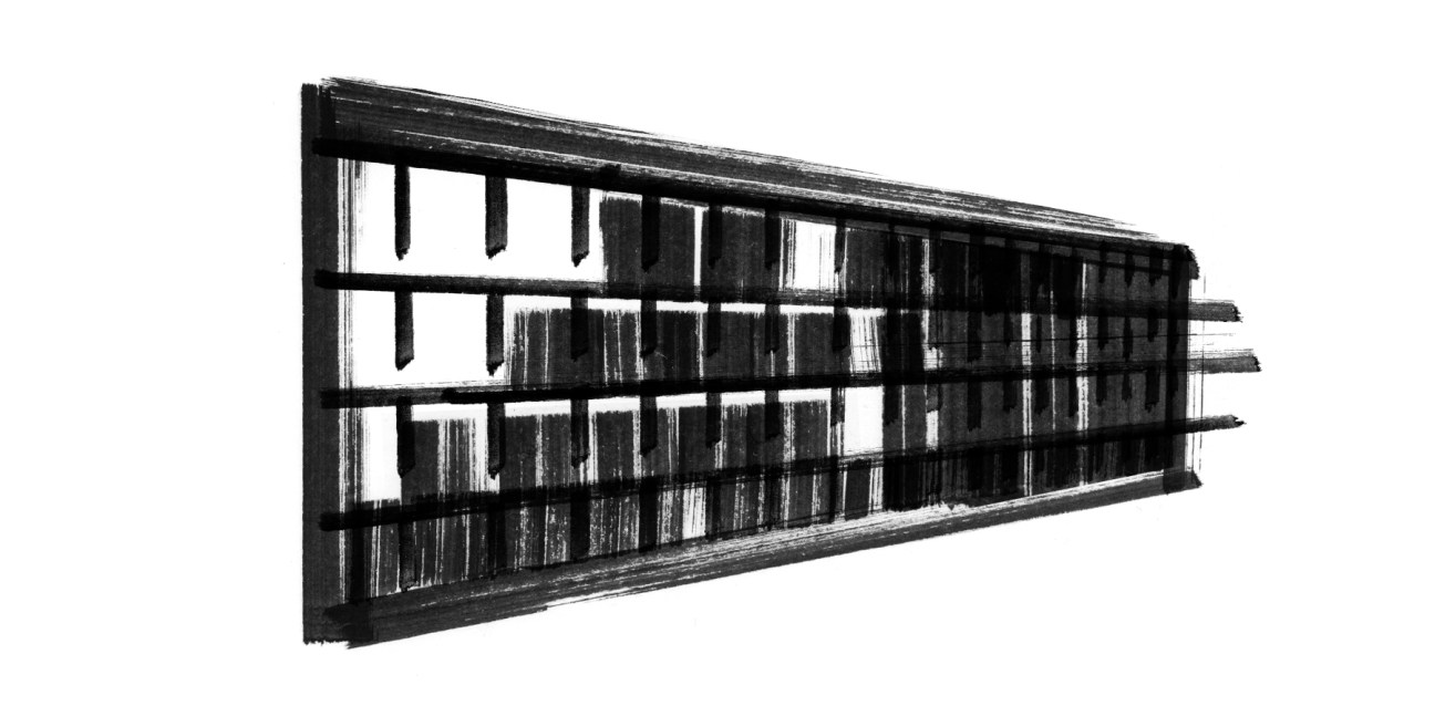 Stebler mailbox with black frame and white panels mounted on white background