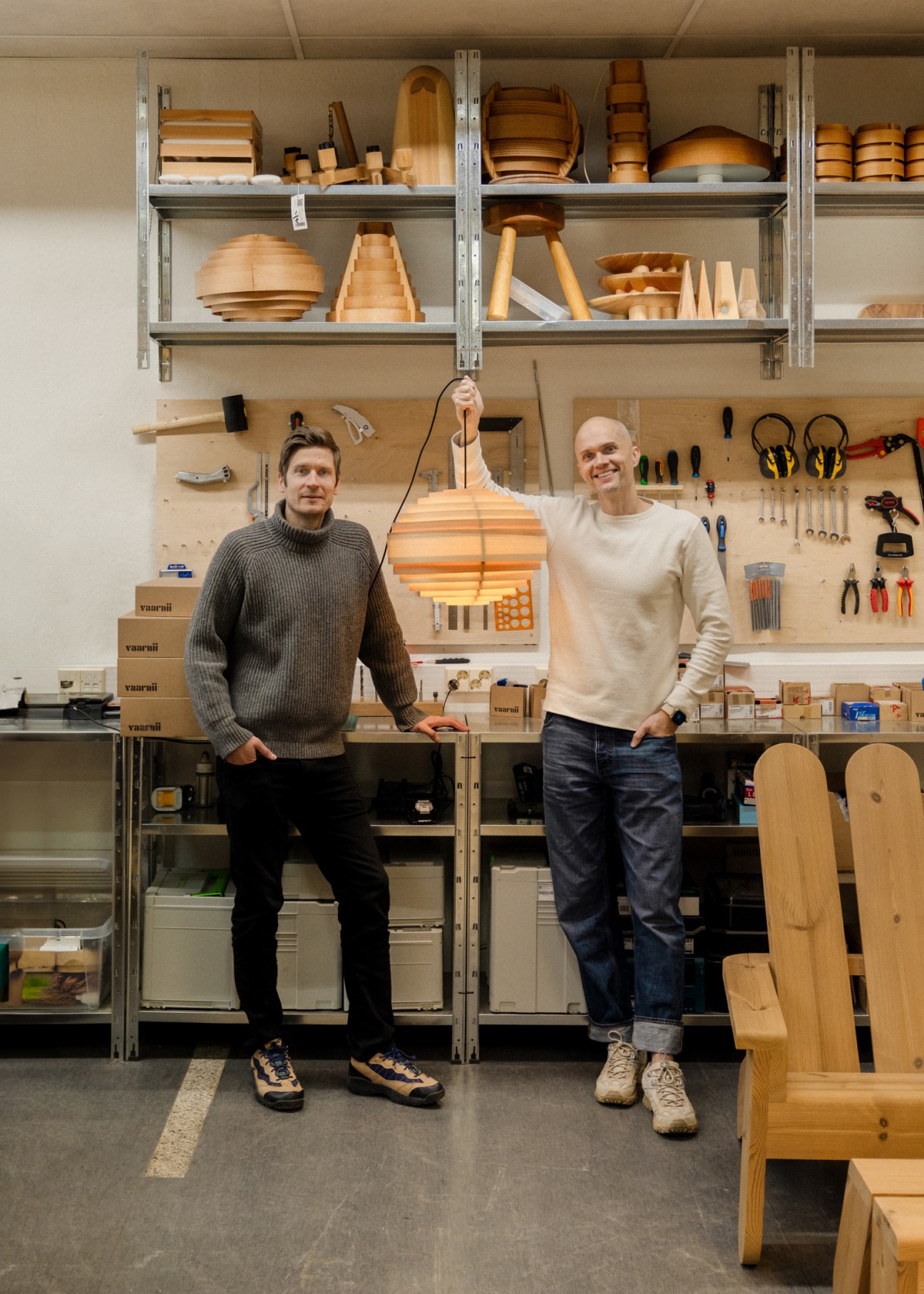 Portrait of Vaarnii co-founders Antti Hirvonen on the left and Miklu Silvanto in their studio