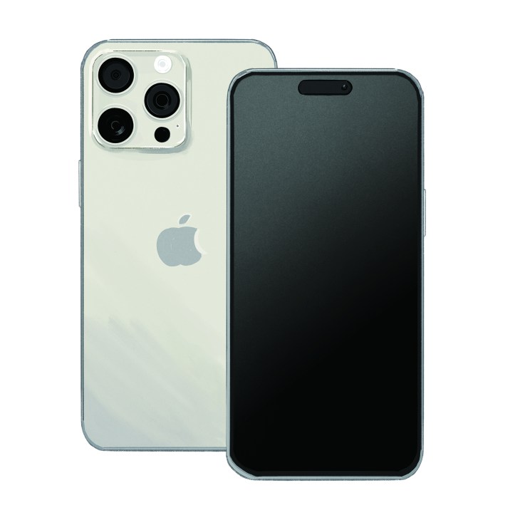 iPhone 15 Pro Max smartphone in titanium finish showing camera system