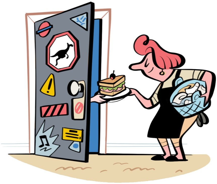 Illustration of a sulking teenager figure representing Australia