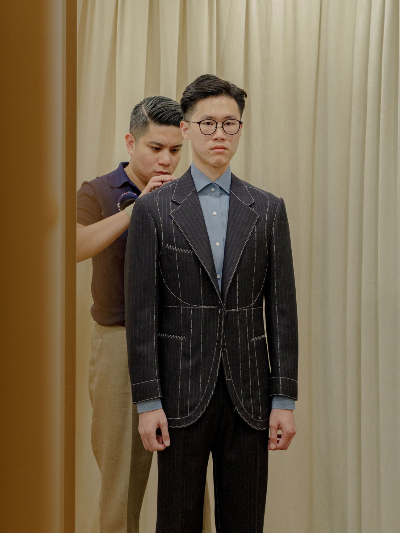 Andy Chong working on a garment at The Anthology atelier