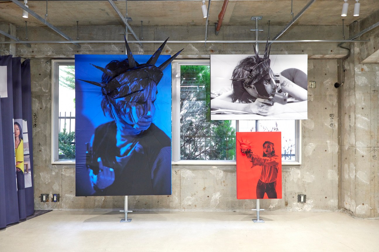 modern art pieces in a gallery