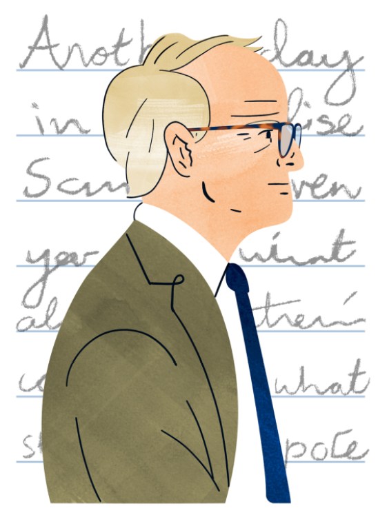 Portrait illustration of author Truman Capote, representing the discovery of his previously unpublished short story