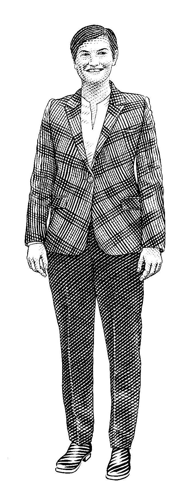 Ana Brnabic in a patterned blazer and dark trousers