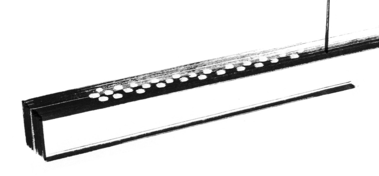 Wald-Haus 1291 hanging lamp with slim timber design and metal fixtures.
