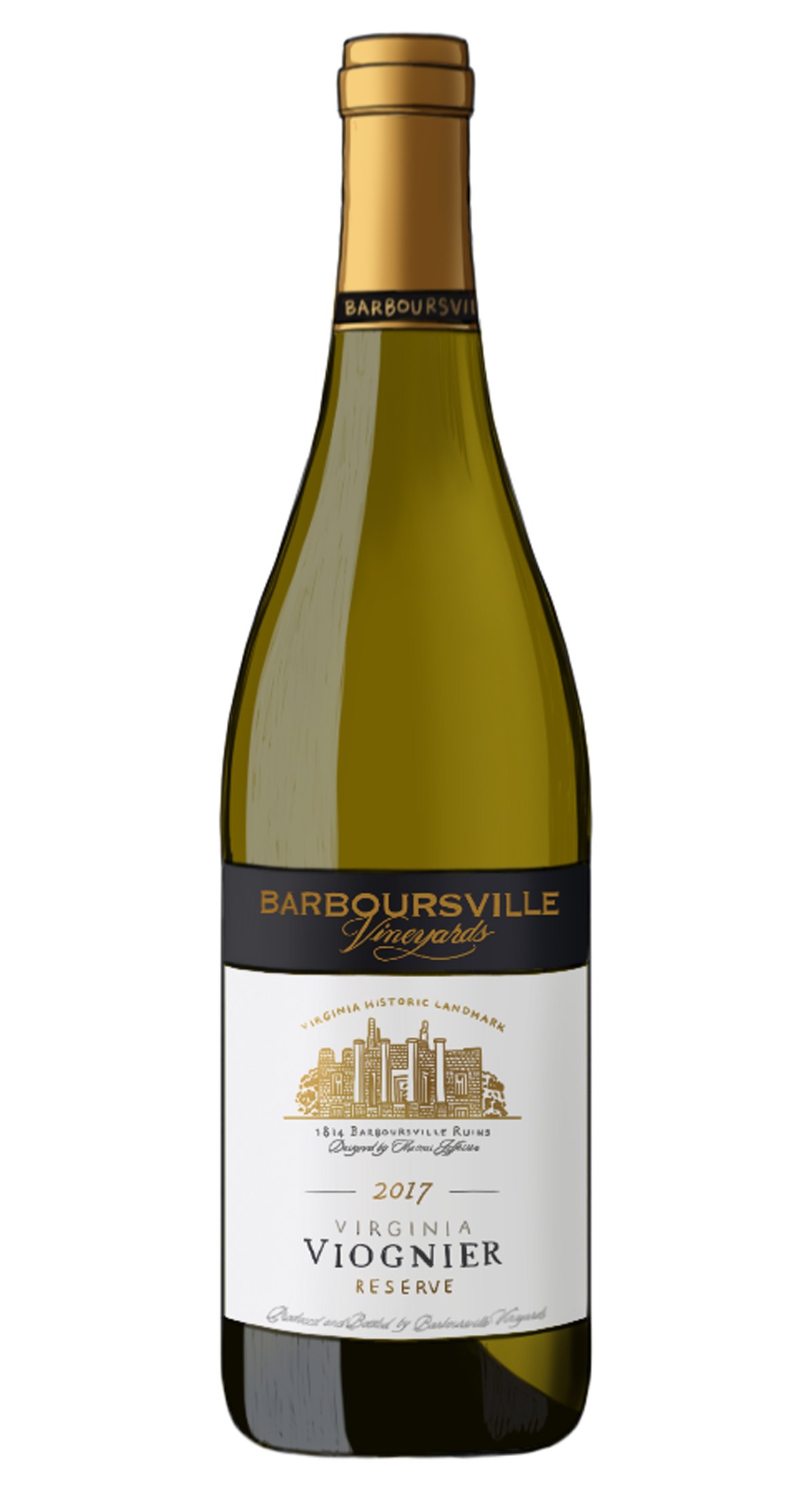 Barboursville Viognier Reserve 2017 wine bottle from Virginia, USA.