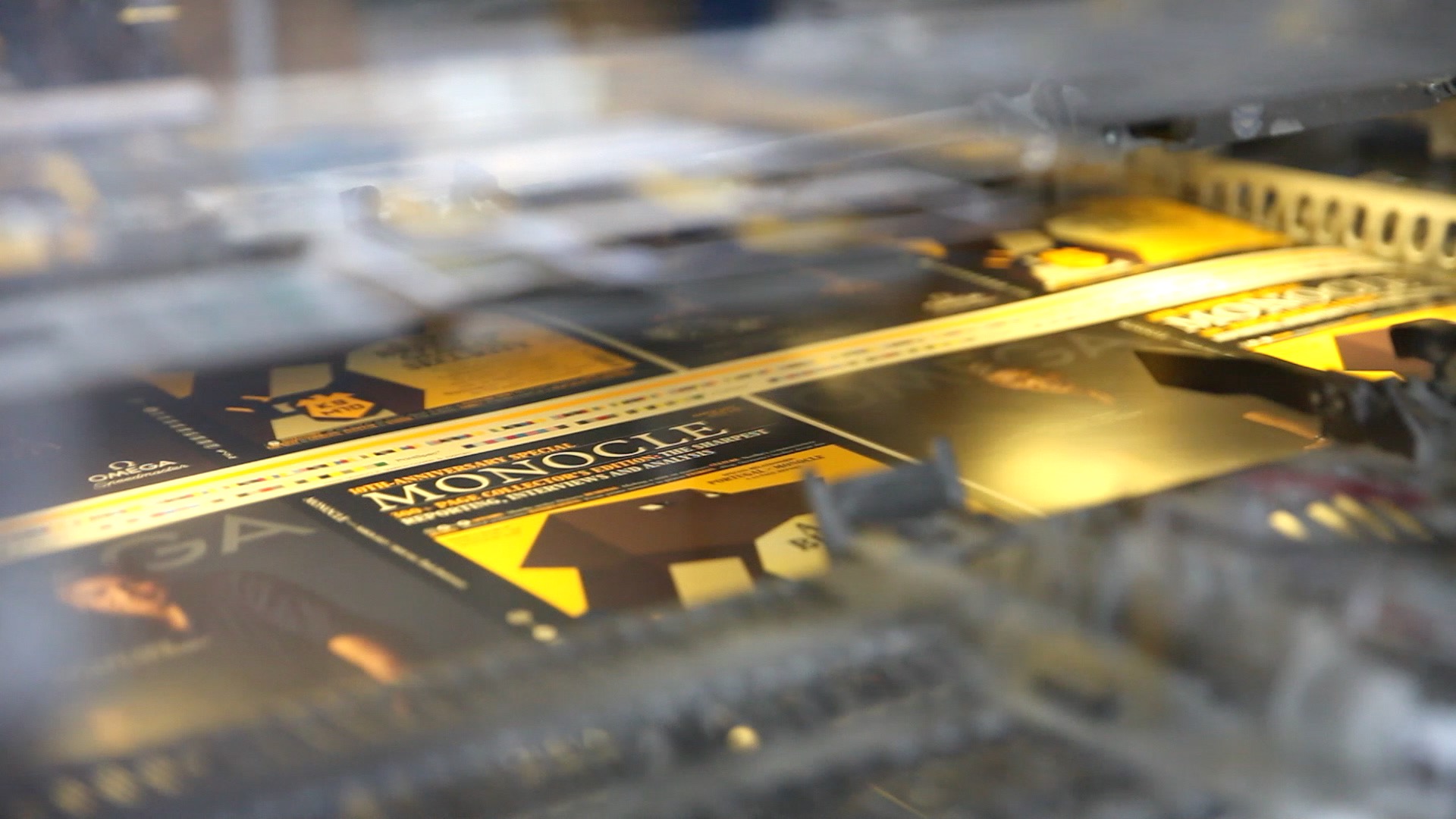 Cover of Monocle magazine being printed.