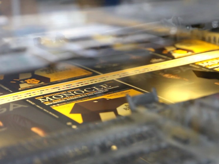 Cover of Monocle magazine being printed.