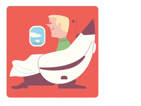 illustration of man on a plane