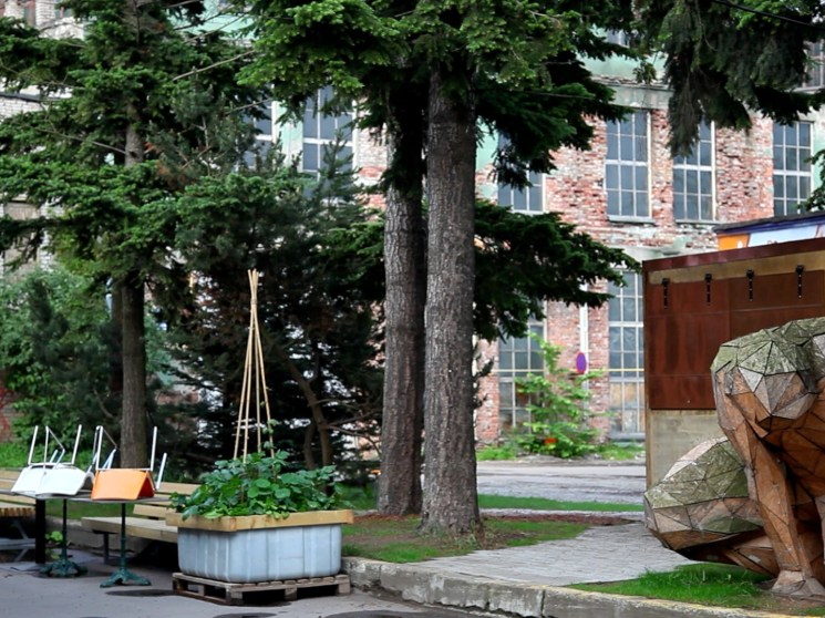 A statue in a public space.