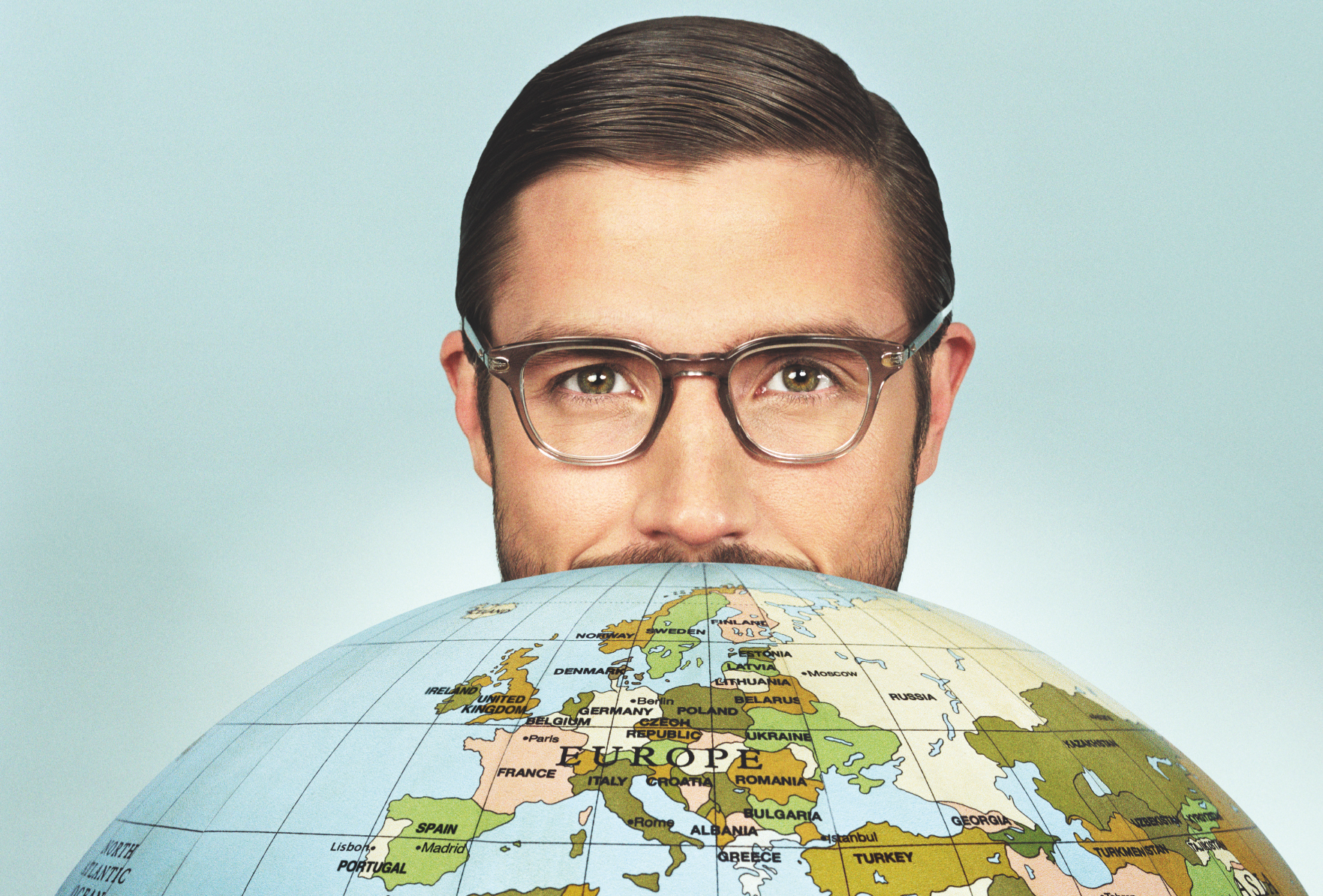 man and globe
