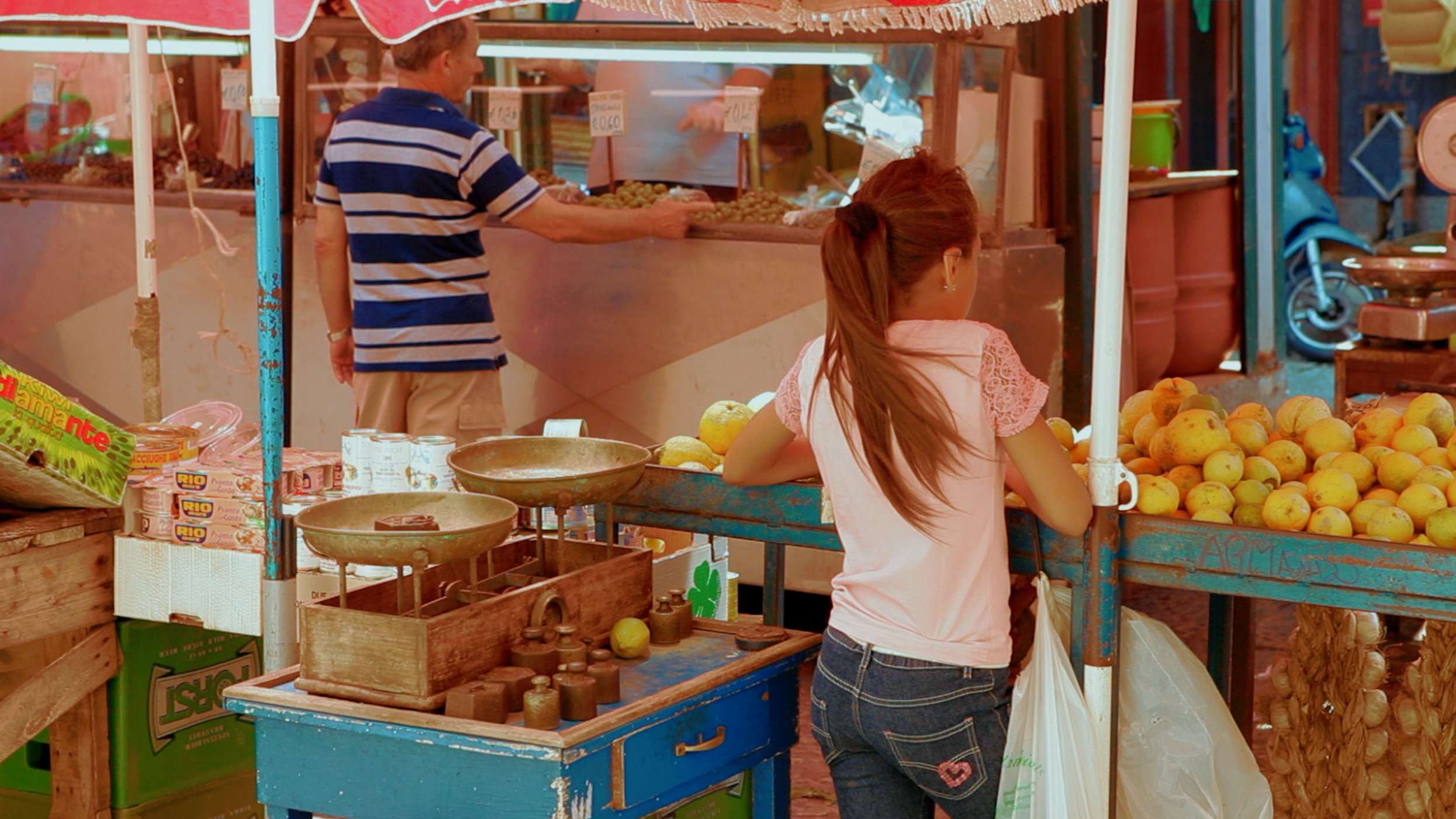 food market stall in Sicily