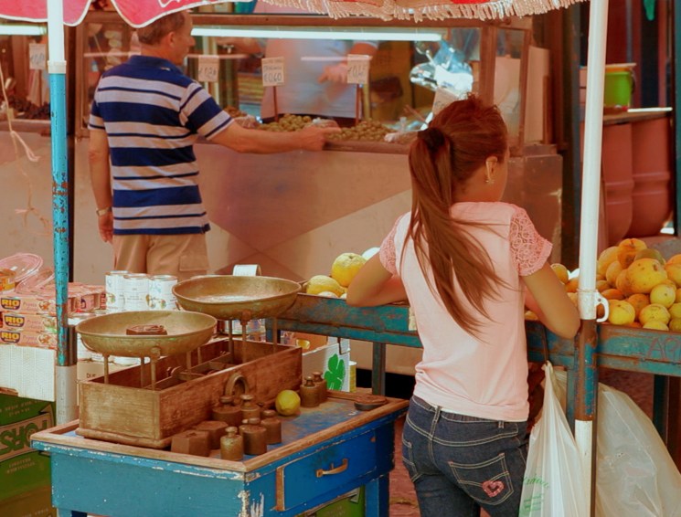 food market stall in Sicily