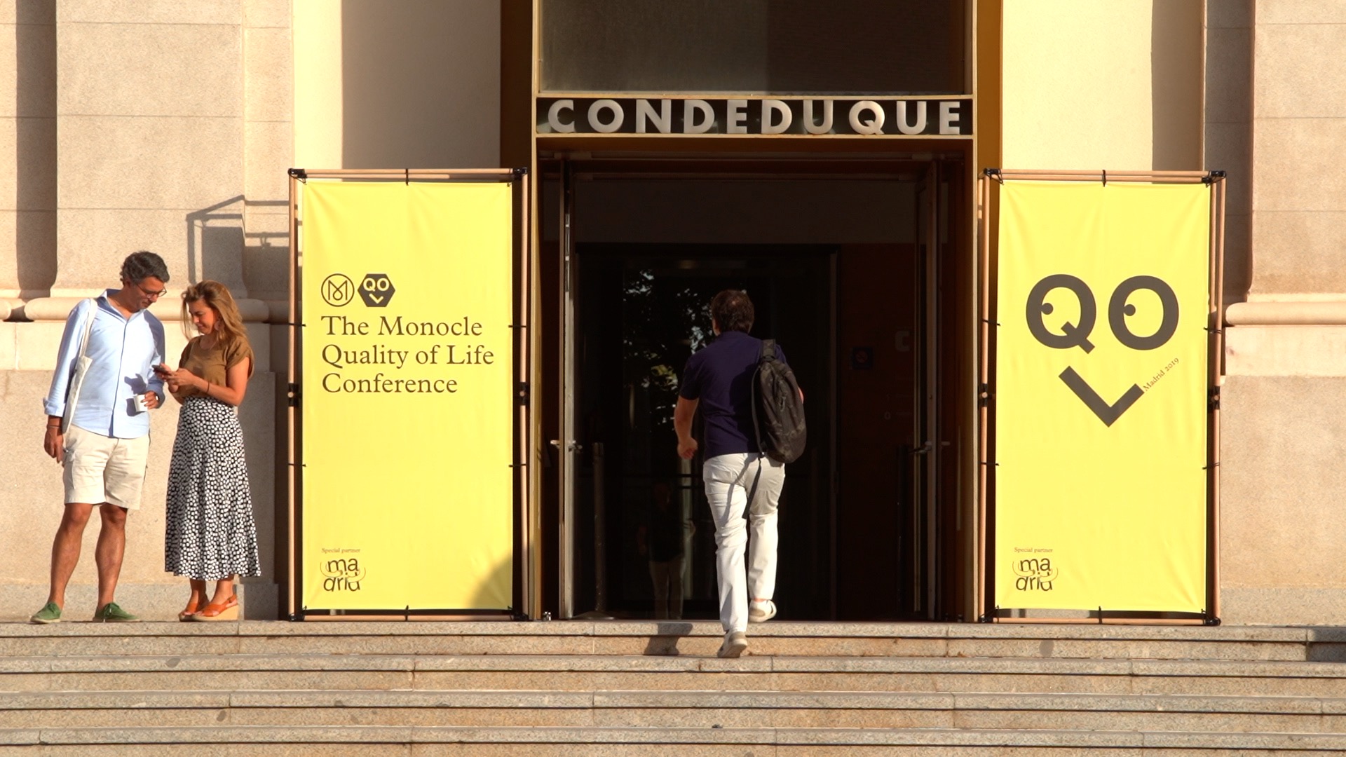 Delegates entering the conference venue in Madrid.