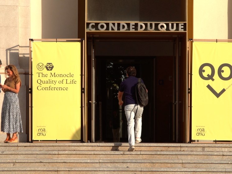 Delegates entering the conference venue in Madrid.