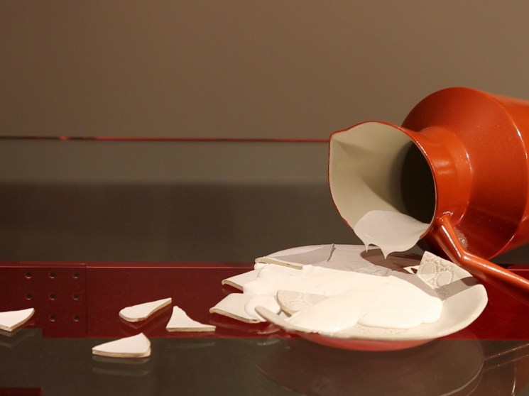 A broken jug displayed at Salone del Mobile.