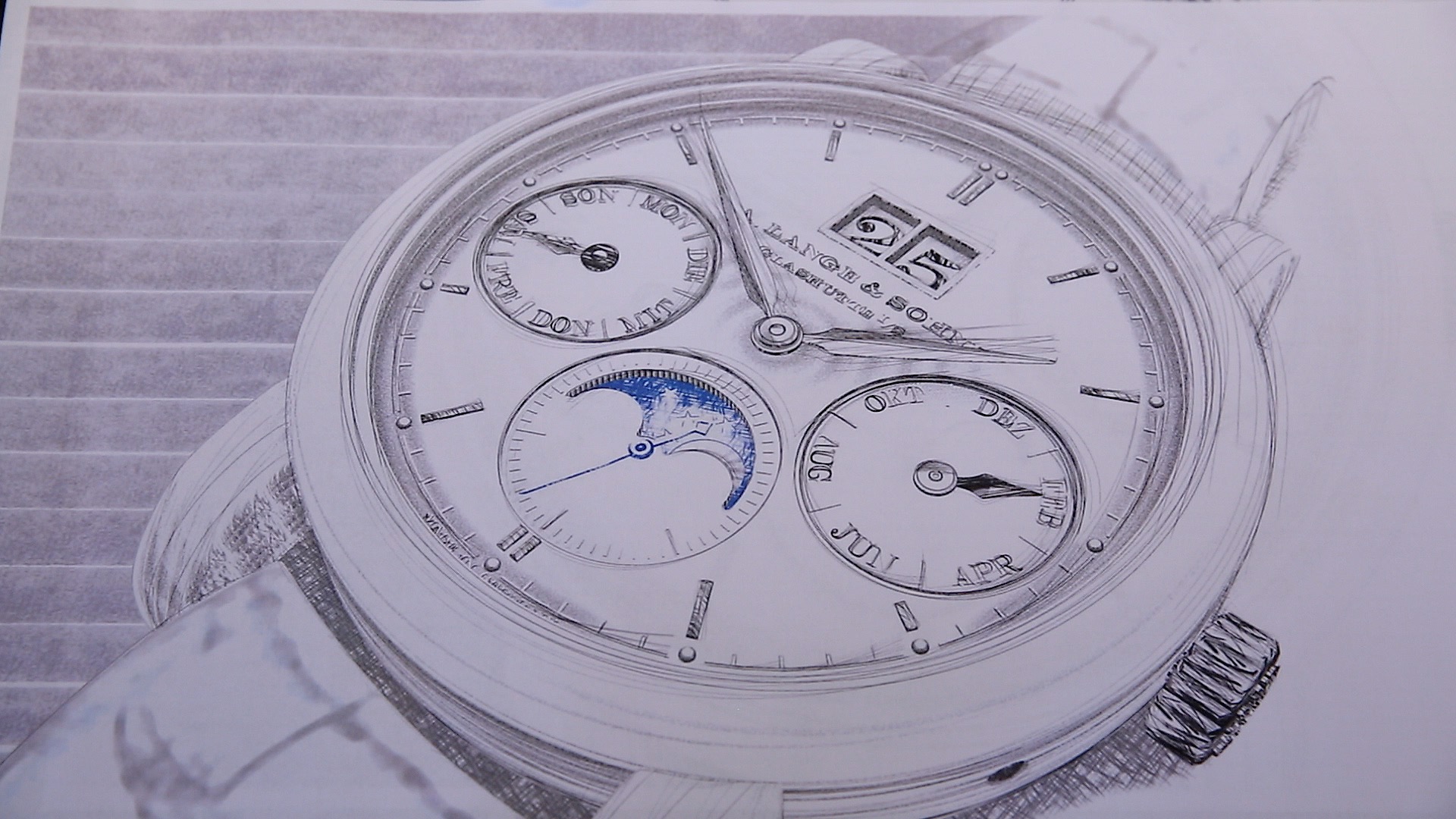 A sketch showing a watch design.