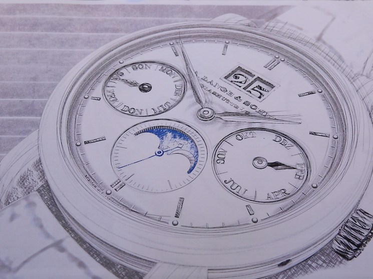 A sketch showing a watch design.