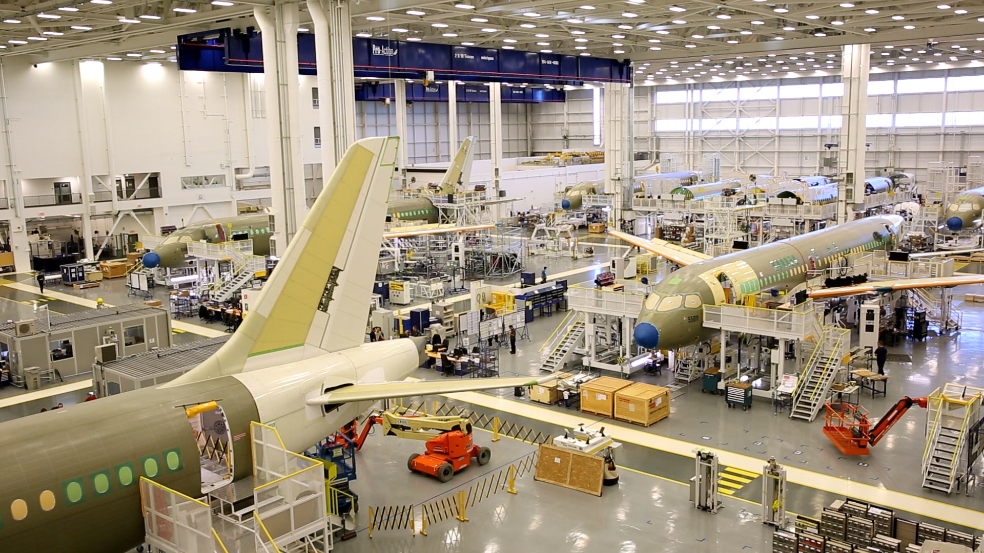 Bombardier's plane factory in Canada.
