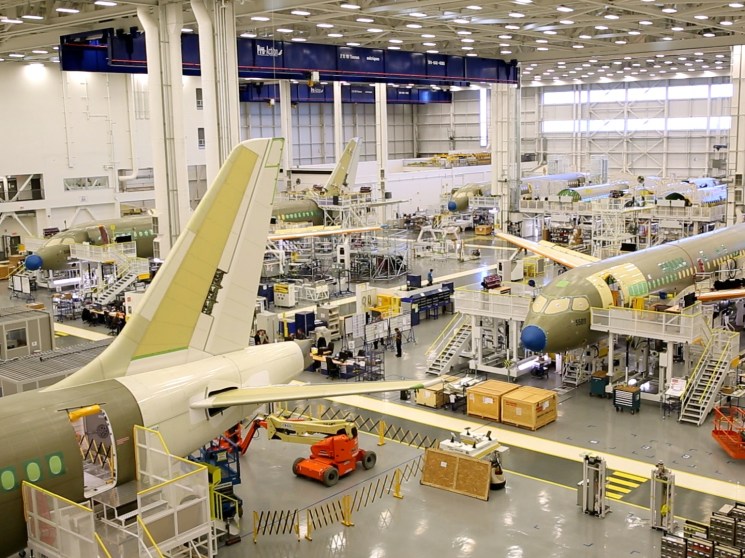 Bombardier's plane factory in Canada.