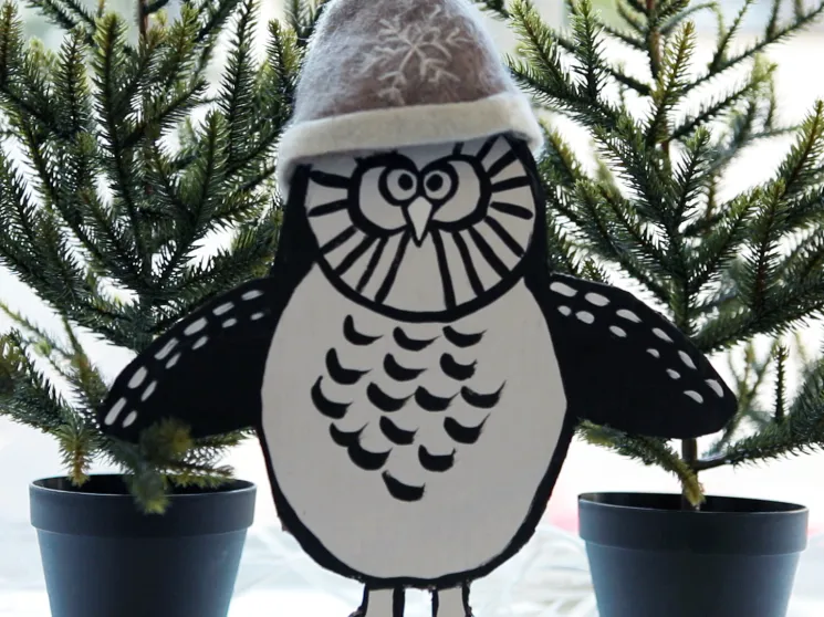 Monochan with Christmas trees.