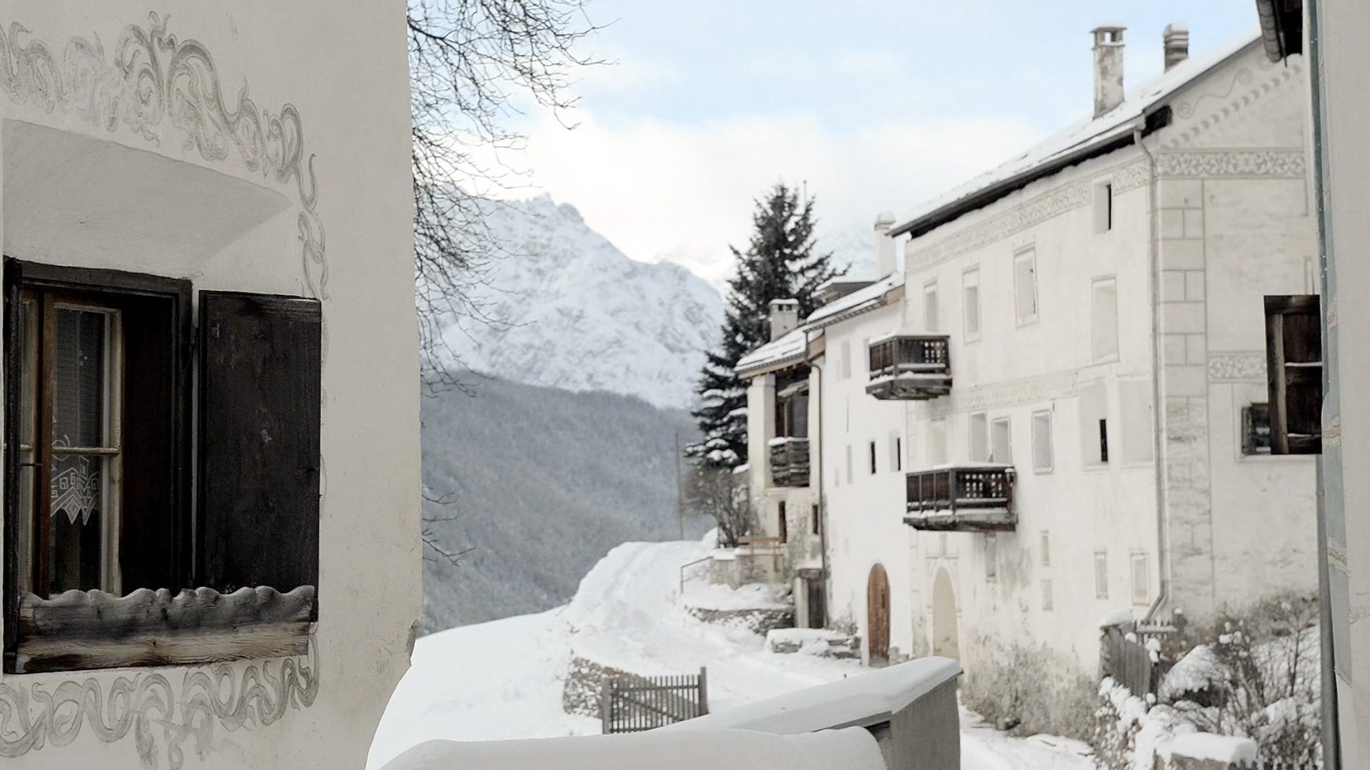 winter in a mountain village