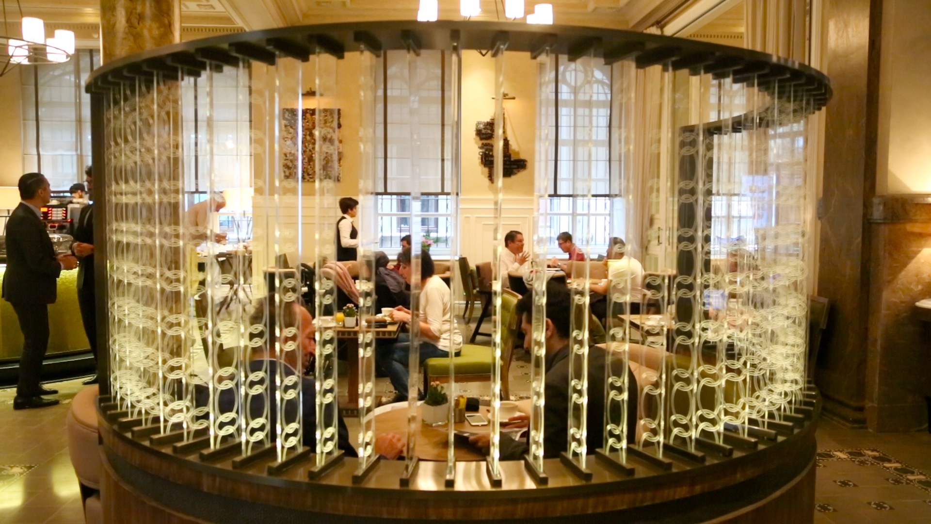 A hotel lobby.