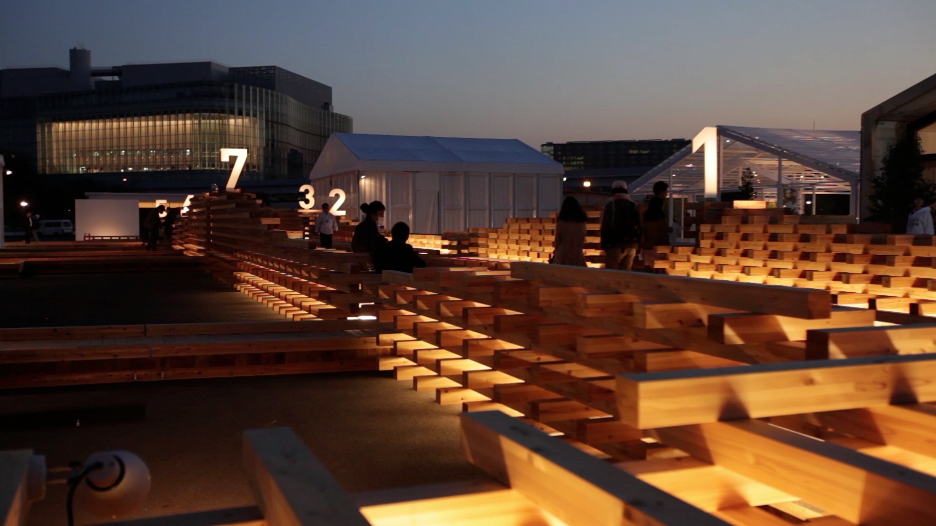 people on rooftop in Japan
