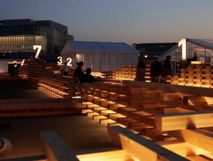people on rooftop in Japan