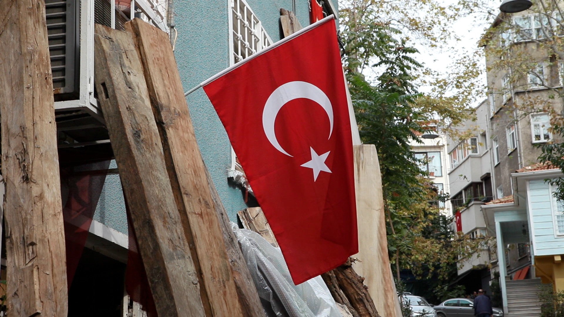 Turkish flag in the street.