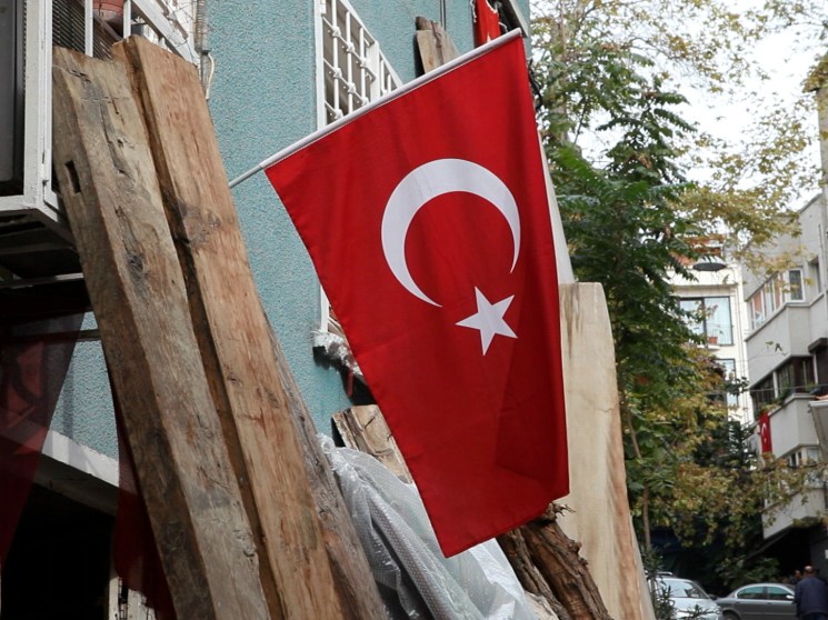 Turkish flag in the street.