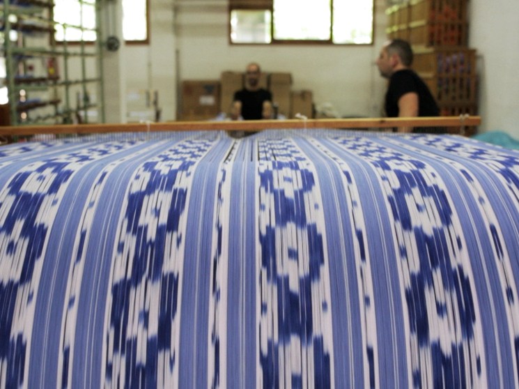 A fabric being made.